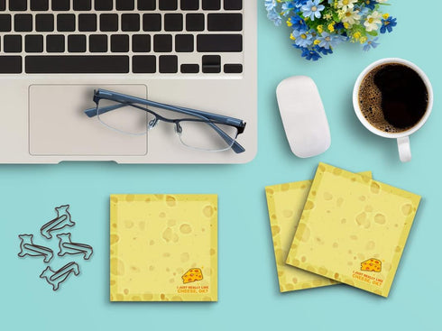 Butler in the Home Sticky Notes, 12 Pack, 3"x3", 50 Sheets/Pad, I Just Really Like Cheese, Cute Memo Pads