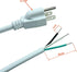 White 18AWG 3-Prong Power Cord with Open Wiring, 10Amp Max, 6ft Replacement Power Cord with Open End, Pigtail Open Cable NEMA 5-15P Male Plug