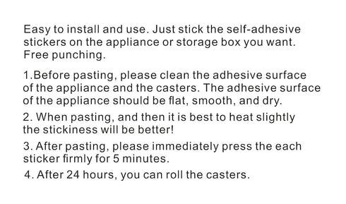 Self Adhesive Caster Wheels Set for Trash Can, Storage Box (4PCS, 1.5")