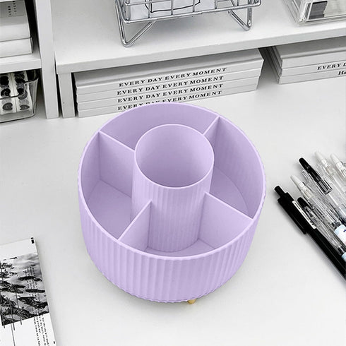 Desk Pencil Pen Holder 5 Slots, 360° Degree Rotating Organizer for Kids, Office, Home, School (Purple 2)
