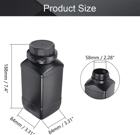 Othmro 2Pcs 34oz Plastic Container Lab Chemical Reagent Bottles with Anti-theft Cap