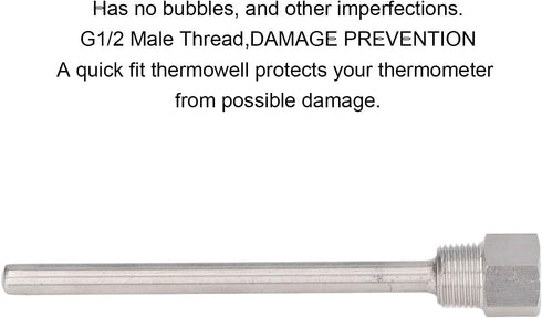 Tnfeeon Stainless Steel Thermowell, 6.7in Length for Temperature Sensors Fitting Accessories
