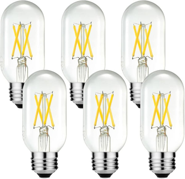 LiteHistory E26 Edison Bulb, 6W Equivalent, 60 Watt Dimmable Neutral White 4000K, 600lm, Pack of 6