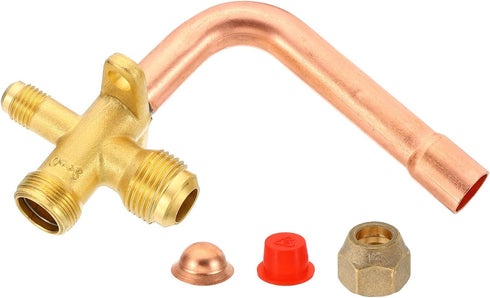 PATIKIL Air Conditioner Stop Valve - 1/2" OD Copper Tube Elbow 90 Degree 3 Way Angle Service Valve