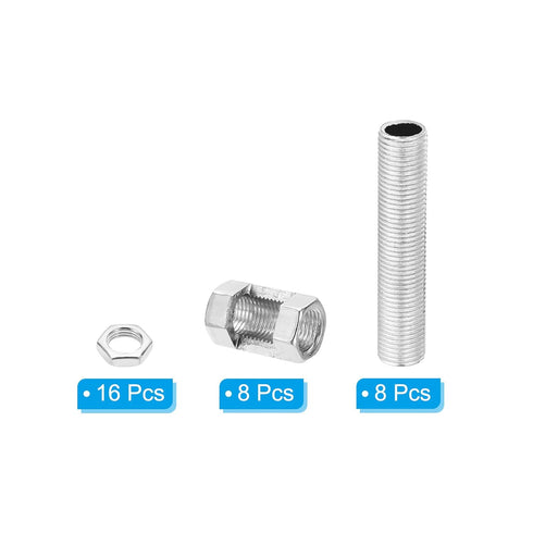 PATIKIL M10 Fine Thread Lamp Pipe Repair Kits, 32 Pcs M10×25 Metal Hexagon Open Coupling Nut for Light Rod