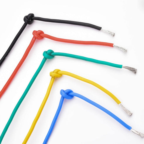 20 Gauge Wire Stranded Electrical Wire Kit, 20 AWG Flexible Silicone Tinned Copper Wires, 5 Colors 19.6ft Each