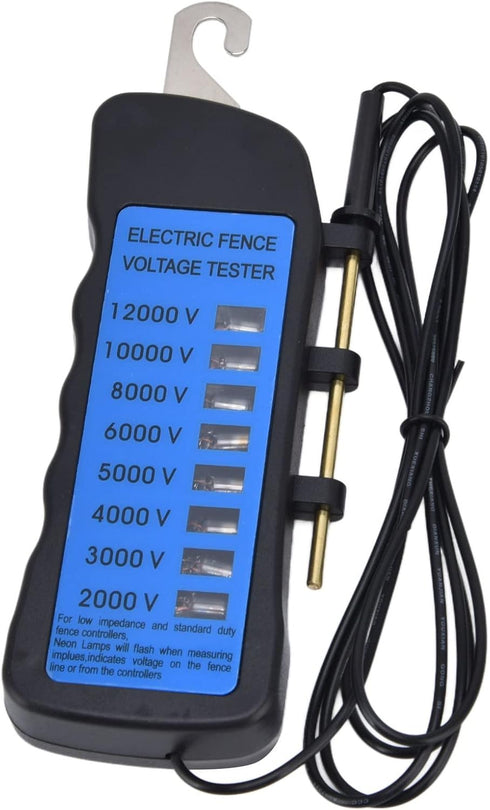 12KV Neon Fence Voltage Tester, Waterproof Electric Fence Fault Finder with 8 Neon Indicator Lights, Portable Tool