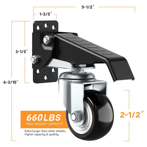 SOLEJAZZ Workbench Caster Kit, 660 LBS Heavy Duty Retractable Casters, All Steel Construction