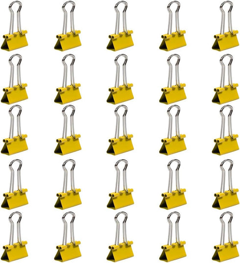 JAM PAPER Colorful Binder Clips - Small - 3/4 Inch (19 mm) - Yellow Binderclips - 25/Pack