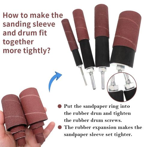 20-Piece Drill Press Sanding Drum Kit, 80/120 Grit Sanding Band Sleeves for Woodworking