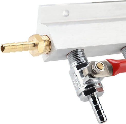 3 CO2 GLOGLOW Way Gas Distribution Manifold, Aluminum Copper Stainless Steel, Beer Dispensing and Wine Making Tool