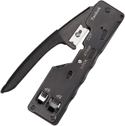 Yankok Pass Through Crimper for RJ45 Pass-thru and RJ45 RJ12 RJ11 8P 6P Regular Network Connectors