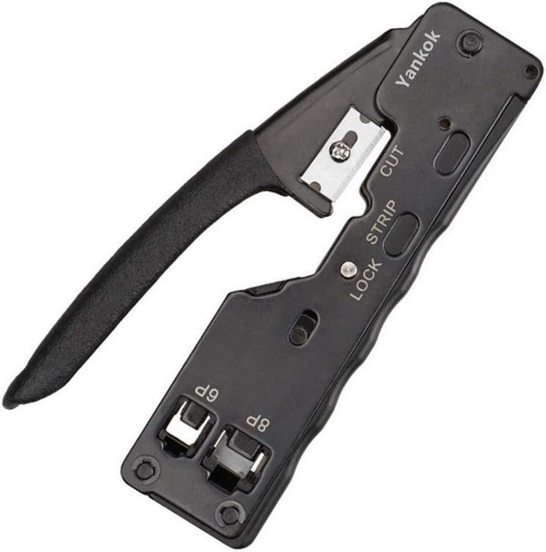 Yankok Pass Through Crimper for RJ45 Pass-thru and RJ45 RJ12 RJ11 8P 6P Regular Network Connectors