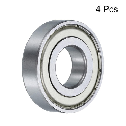uxcell 4 Pcs 16001-2Z Deep Groove Ball Bearing, 12mm x 28mm x 7mm High Carbon Chrome Steel Z3