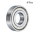 uxcell 4 Pcs 16001-2Z Deep Groove Ball Bearing, 12mm x 28mm x 7mm High Carbon Chrome Steel Z3