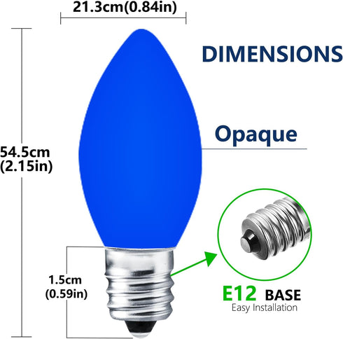 25 Pack C7 Multicolor LED Replaceable Bulbs Dimmable Multicolor LED Christmas Lights Bulbs, 0.72W Indoor Outdoor Bulbs, Night Light, C7/E12, IP:65 by wominoy