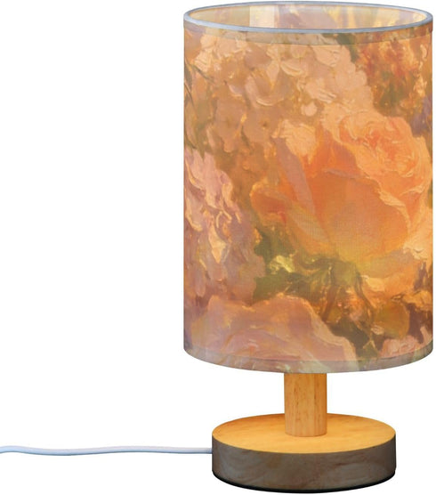 Yuiboo Burlap Floral Table Lamp for Boys - Warm Tone Night Light by