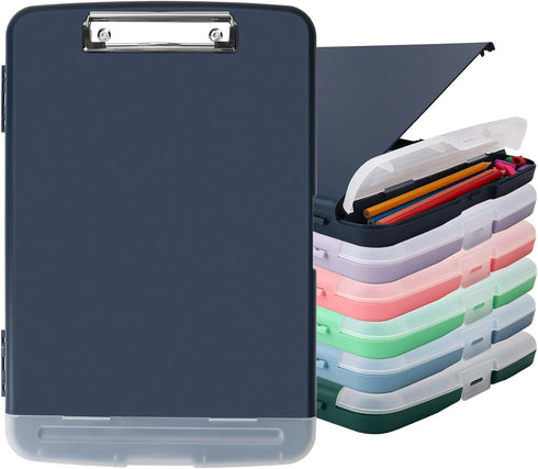 Storage Clipboard with Pen Holder for Office Supplies, Nursing Clipboards with Low Profile Clip, 8.5x11 Navy Blue