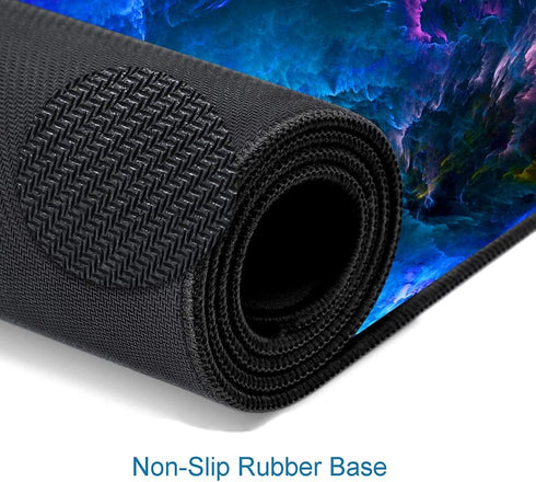 Gaming Mouse Pad, Large Non-Slip Rubber Base Mousepad, 31.5x11.8inch Desk Pad with Stitched Edges, Galaxy