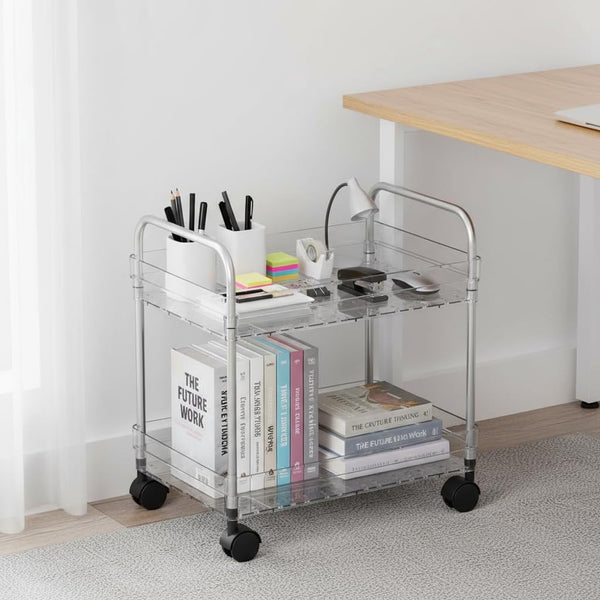 Betoveren 2 Tier Utility Rolling Cart with Wheels Multifunctional Storage Cart Under Desk
