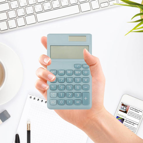 Mini Solar Calculator, Basic Pocket Calculator for School, Kids, Office Gadgets, Blue