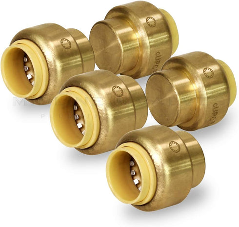 Supply Giant VQTF1-5 Plug End Cap Pipe Fitting - Push to Connect PEX, Copper, CPVC, 1 Inch, Brass Pack of 5