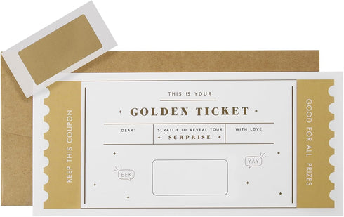 CJ&M The Golden Ticket | Scratch & reveal surprise ticket, Golden ticket, Scratch Card, Surprise holiday, Gift reveal