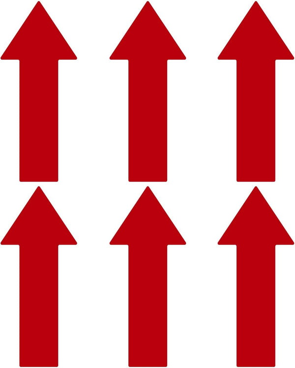 LiteMark Large Red Arrow Stickers 651 Durable Gloss Finish Decal - Floors, Walls, Signs (Pack of 6 Arrows)