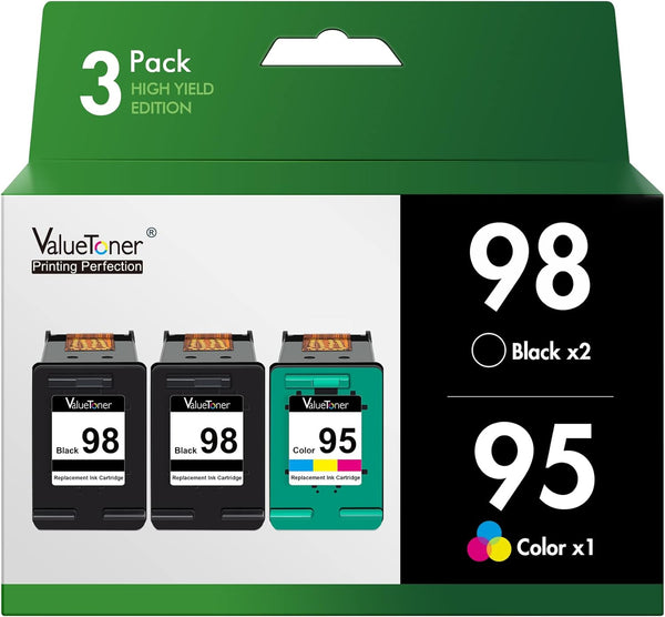 Valuetoner Remanufactured Ink Cartridge Replacement for HP 98 & 95 - 3 Pack for Officejet 150 100 6310