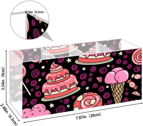Generic Cartoon Cakes Lollipop Ice Cream Pen and Pencil Holder Acrylic Desktop Organizer Make Up Brush Holder Organizer