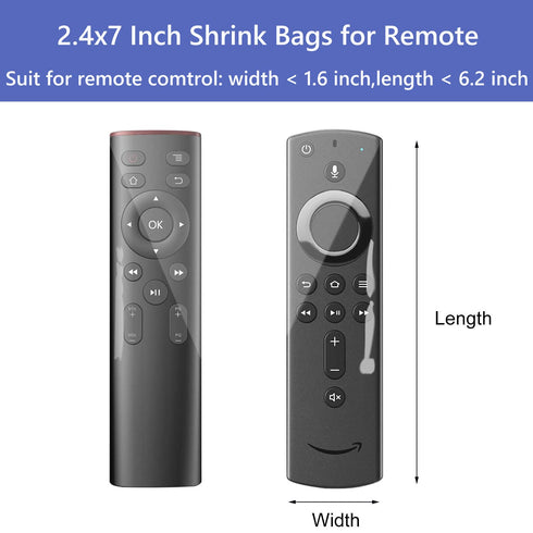 Small Shrink Wrap Bags for TV Remote Control, 2.4x7 Inches Clear PVC Heat Shrink Protective Cover, 100 PCS