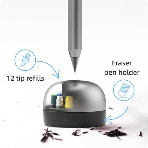 HOZO NeoStand Pencil Holder - Stylish Desk Organizer with 12 Replaceable Nibs & Eraser Base, Functional Accessory