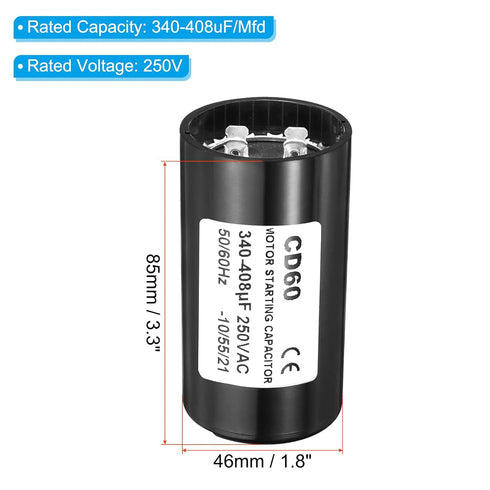 PATIKIL 340-408uF/Mfd Motor Start Capacitor, 250VAC 50/60Hz CD60 for Electric Motor Starting
