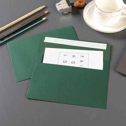 Wishop 100 Pack Dark Green A7 Envelopes, Self-Adhesive, 5x7 Envelopes for Invitations and Greeting Cards