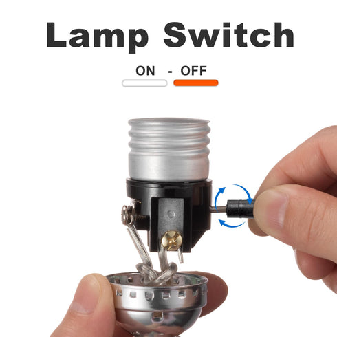 SIXZOONM E26 Bulb 1-Pack UL Listed lamp Socket - Silver, Light Socket Replacement with ON/Off Switch, Lamp Fixture