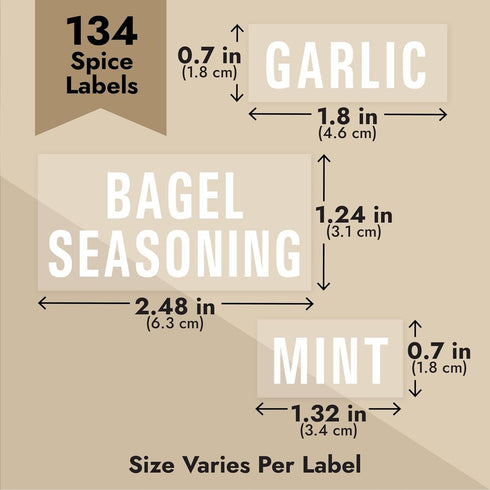 Talented Kitchen 134 Preprinted Minimalist Spice Labels, Bold White Seasoning Labels for Organization