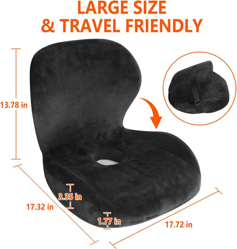 CHIYI 2-in-1 100% Orthopedic Seat Cushion One-Piece with Lumbar Support Memory Foam - Lower Back, Coccyx, Sciatica Pain