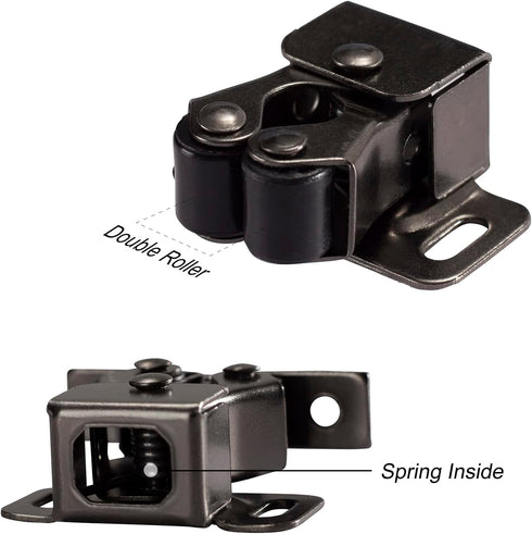 4 PCS Cabinet Latch Double Roller Catch Hardware for Kitchen Cabinet Door Latches and Catches