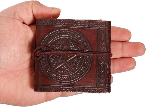 TUZECH Handmade Leather Mini Notebook, Book of Shadows, Blank Unlined, Vintage Diary, Set of 4, Rose