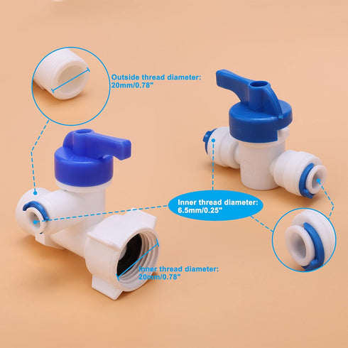 5 Pack 19mm to 6.5mm Tee Quick Connect Valve+5 Pack 6.5mm Ball Valve, for PE Pipes Tap Water Pneumatics Plumbing Application,10M 1/4" Water Supply Pipe Tube Included by Pxyelec