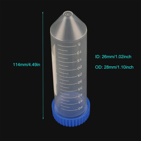 Conical Centrifuge Tubes 50ml, 50 Pcs Sterile Plastic Tubes with Screw Caps, Plastic Graduated and Write Marks Lab Test Container, Non-Pyrogenic, DN/RNase Free (50ml-50pcs)