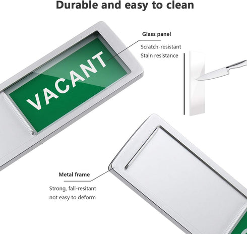 Vacant Occupied Privacy Sign, Door Sign for Home Office Restroom, Slider Door Indicator, 7'' x 2'' - Silver