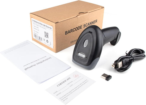 Wireless Barcode Scanner 1D QR Handheld Laser Reader, 3-in-1 Bluetooth & 2.4G Wireless & USB Wired for iPad, Android,