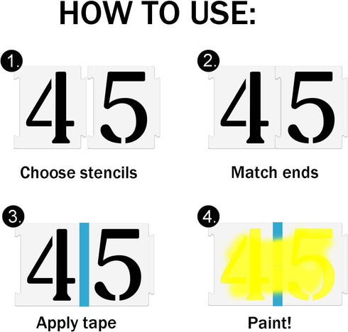 4 Inch Curb Stencil Kit - 20Pcs Reusable 0-9 Address Number Stencils for Painting on Road, Wall, Mailbox