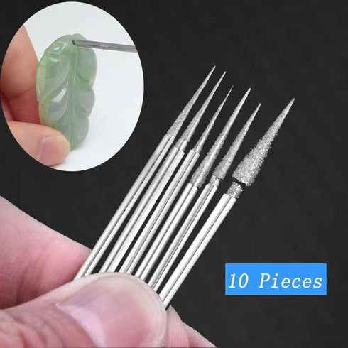 10 Pcs Diamond Burr 3/32'' Shank Cone Shape Burs for Rotary Tools, Dremel Included