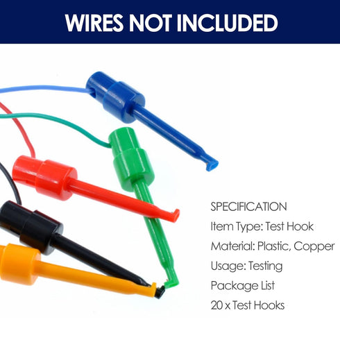 20Pcs Test Hooks Clips, Colorful Large Spring Hook Clip Test Grabber Probe for Electronic Components Testing