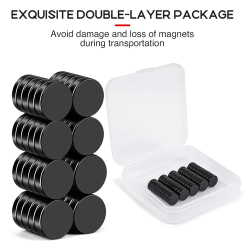 50 Pcs Neodymium Refrigerator Magnets, Premium Round Disc Small Rare Earth Magnets for Crafts, DIY, Office, Black