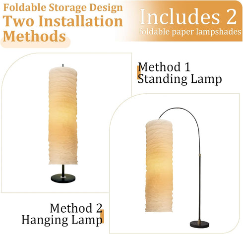 Generic 2Pcs 36Inch Paper Floor Lamp Shade, Long Cylinder Rice Paper Lampshade Lantern Floor Lamp Shade for Home Hotel