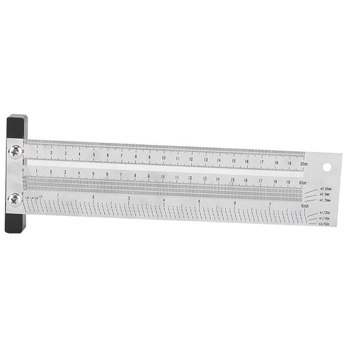 T Type Marking Ruler Hole Ruler for Woodworking, 8 Inch Carpenter Line Gauge Measuring Tool