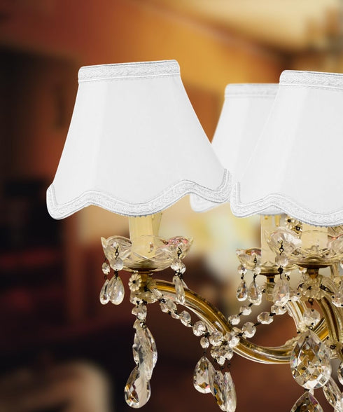 2.5x5x4 Down White Scallop Stretch Clip-on Candelabra Lampshade - Perfect for chandeliers, foyer lights, and wall
